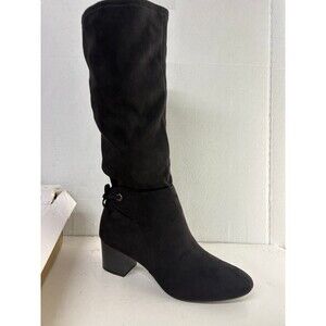 Charter Club Women's Jaccque Black Tall Block Heel Almond Toe Mid Calf Boots 11M